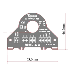 QEED QI-POWER-485-LV Single phase power meter- 50A / 100V DC - 80 V AC