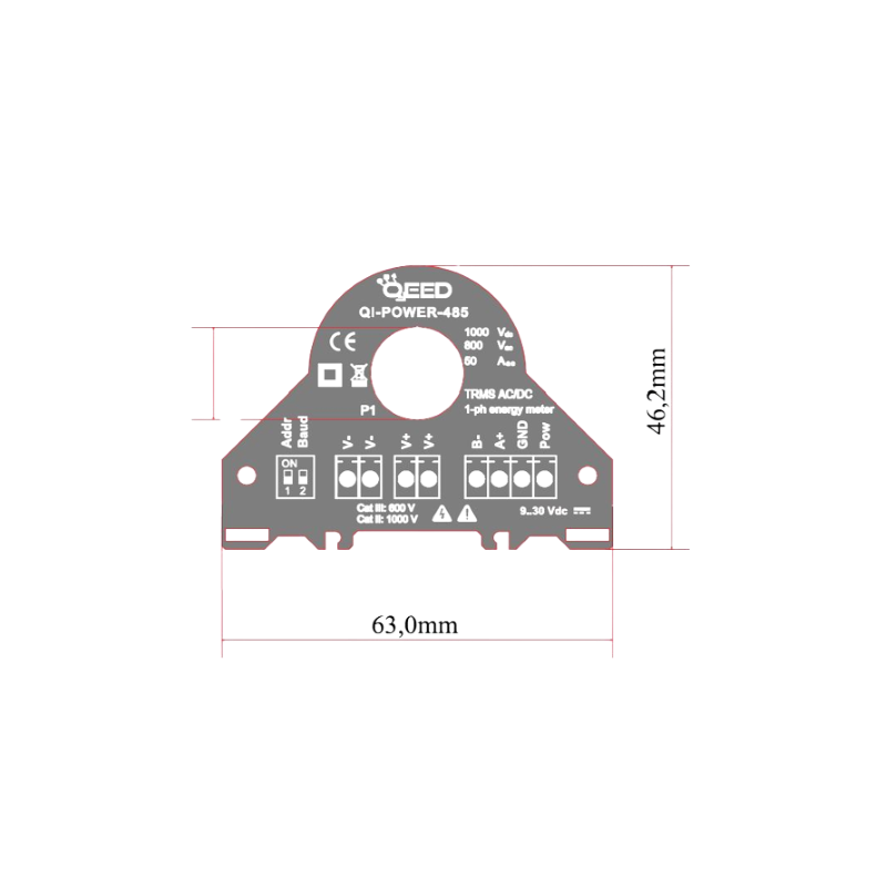 QEED QI-POWER-485-50 Single phase power meter- 50A