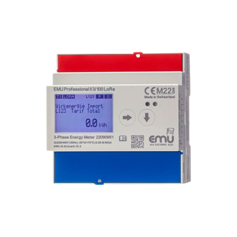 LORA 3 phase kWh meter 100A - MID - EMU Professional II 3/100 P20A000LO