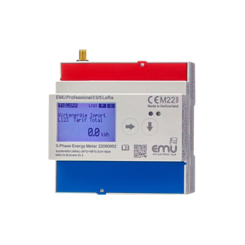 LORA Compteur kWh triphasé 100A pour antenne externe - MID - EMU Professional II 3/100 P20A000LE