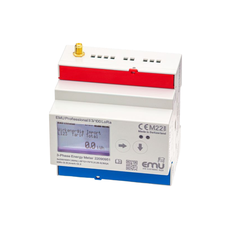 LORA 3 phase kWh meter 100A for ext. antenna - MID - EMU Professional II 3/100 P20A000LE