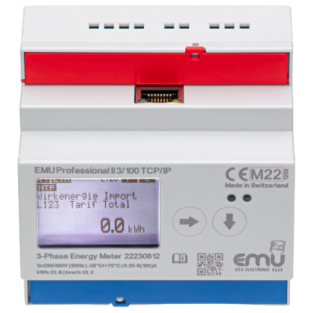 TCP/IP 3 phase kWh meter 100A - MID - EMU Professional II 3/100 P20A000T