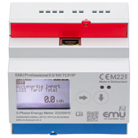 TCP/IP Compteur kWh triphasé 100A - MID - EMU Professional II 3/100 P20A000T