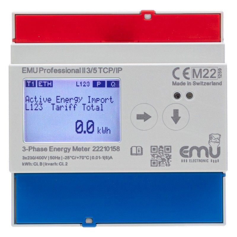 TCP/IP Compteur kWh triphasé pour TC sec. 5A - MID - EMU Professional II 3/5 P21A000T