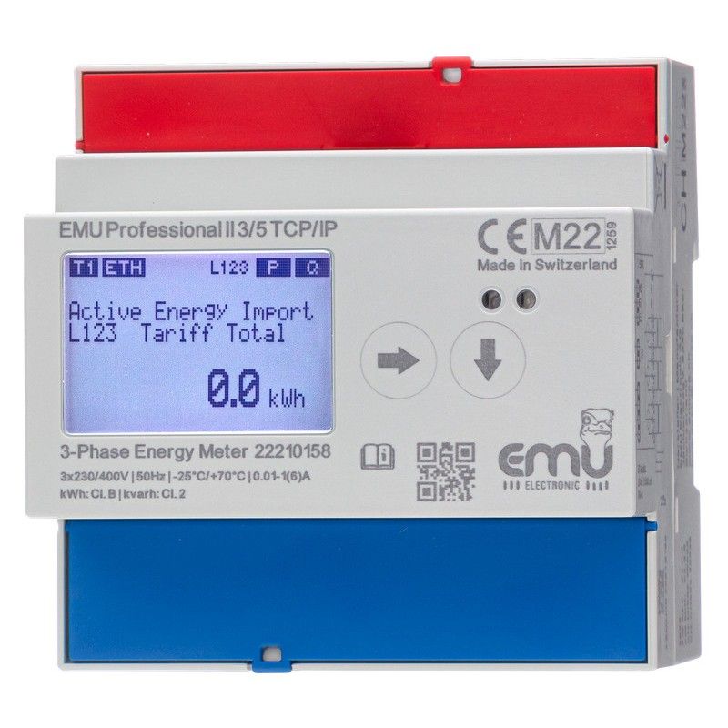 TCP/IP 3 phase kWh meter for CT sec. 5A - MID - EMU Professional II 3/5 P21A000T