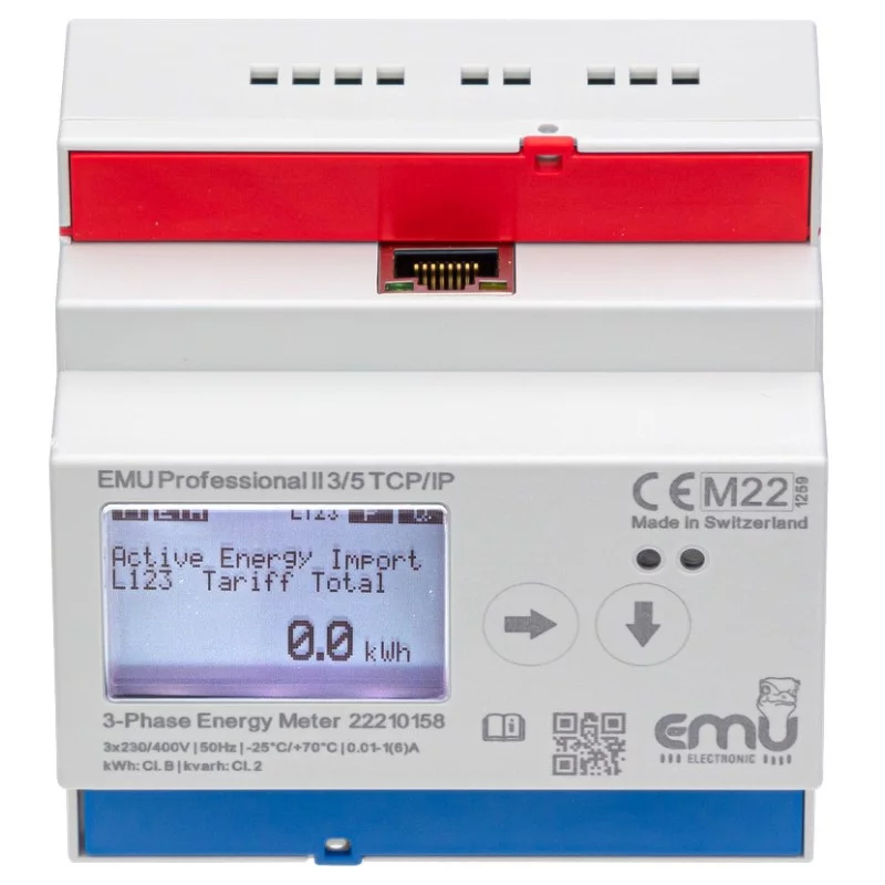 TCP/IP 3 phase kWh meter for CT sec. 5A - MID - EMU Professional II 3/5