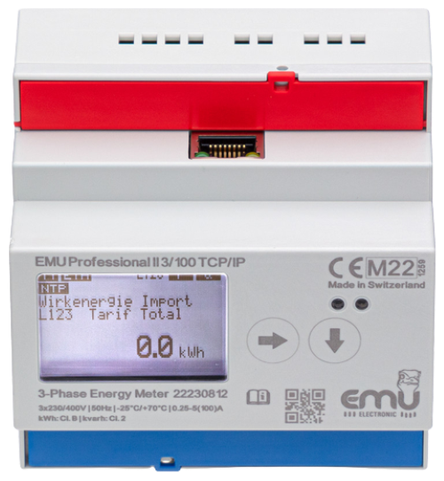 TCP/IP 3 phase kWh meter 100A - MID - EMU Professional II 3/100 P20A000T